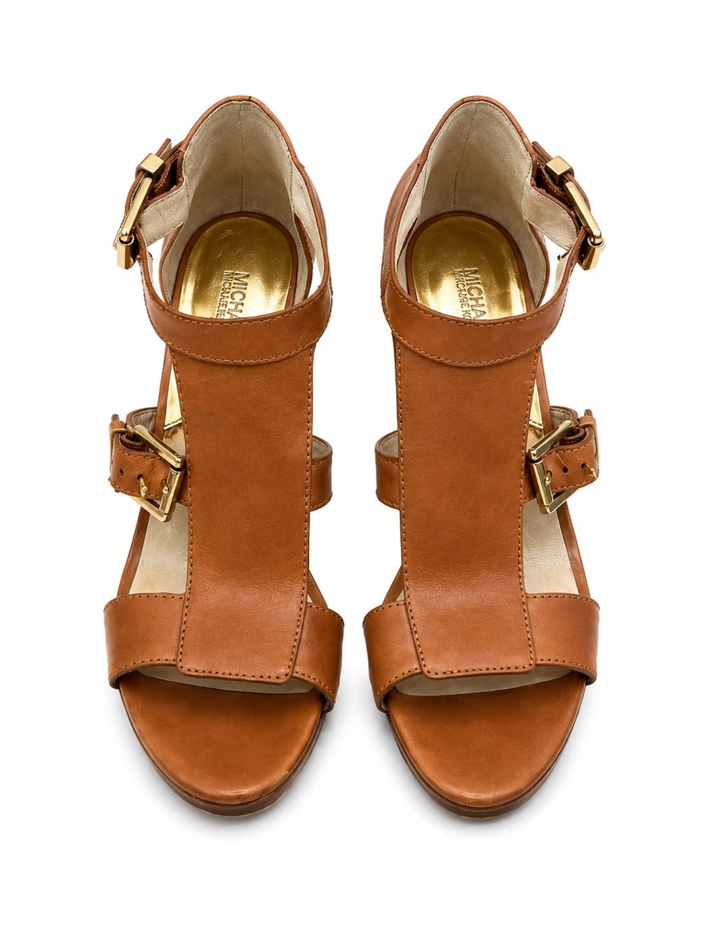 SOLD OUT Michael Kors Cognac Leather T-Strap Heels (very good condition)